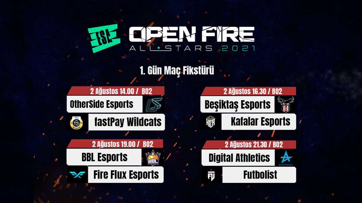 ESA open Fire All Stars İlk Gün Karşılaşmaları Belli Oldu