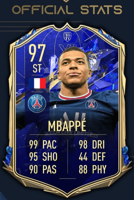mbappe toty fifa 22 kartı