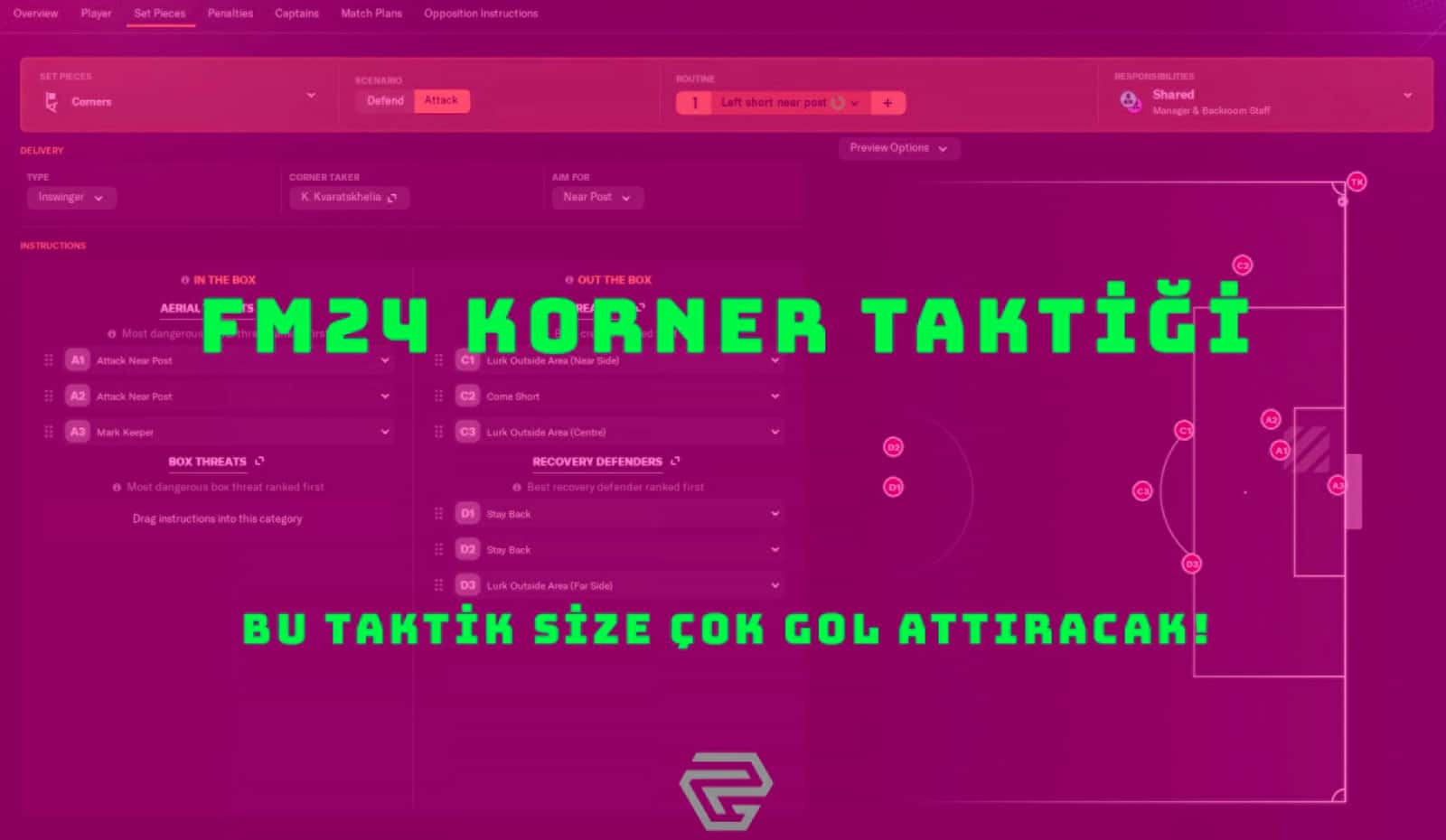 FM24 Korner Taktiği Bu Hile Gibi Taktikle Gollerine Goller Kat