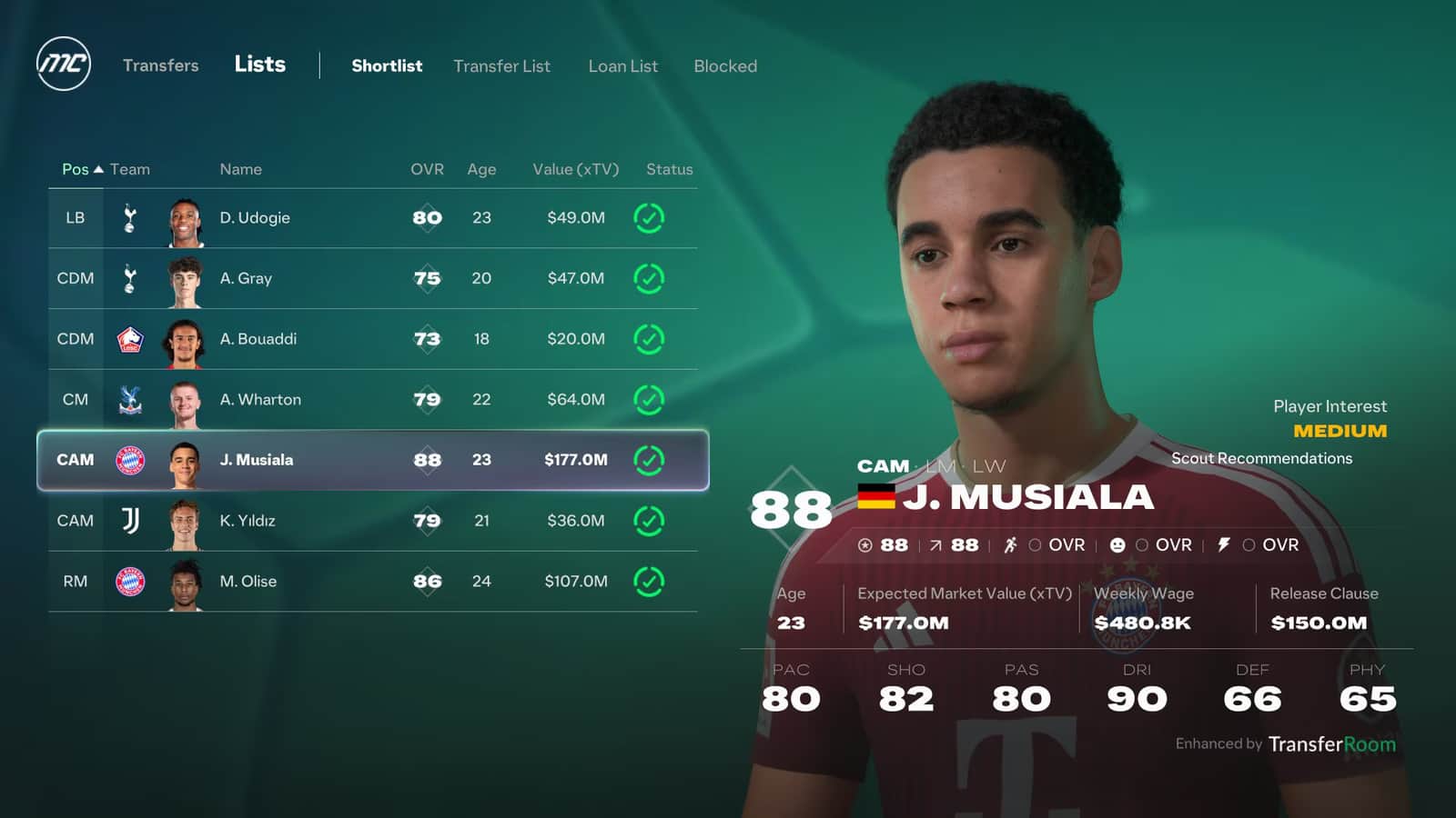 FC 27 kariyer modunda transfer listeleri: kısa liste, transfer listesi ve kiralık listesi sekmeleri