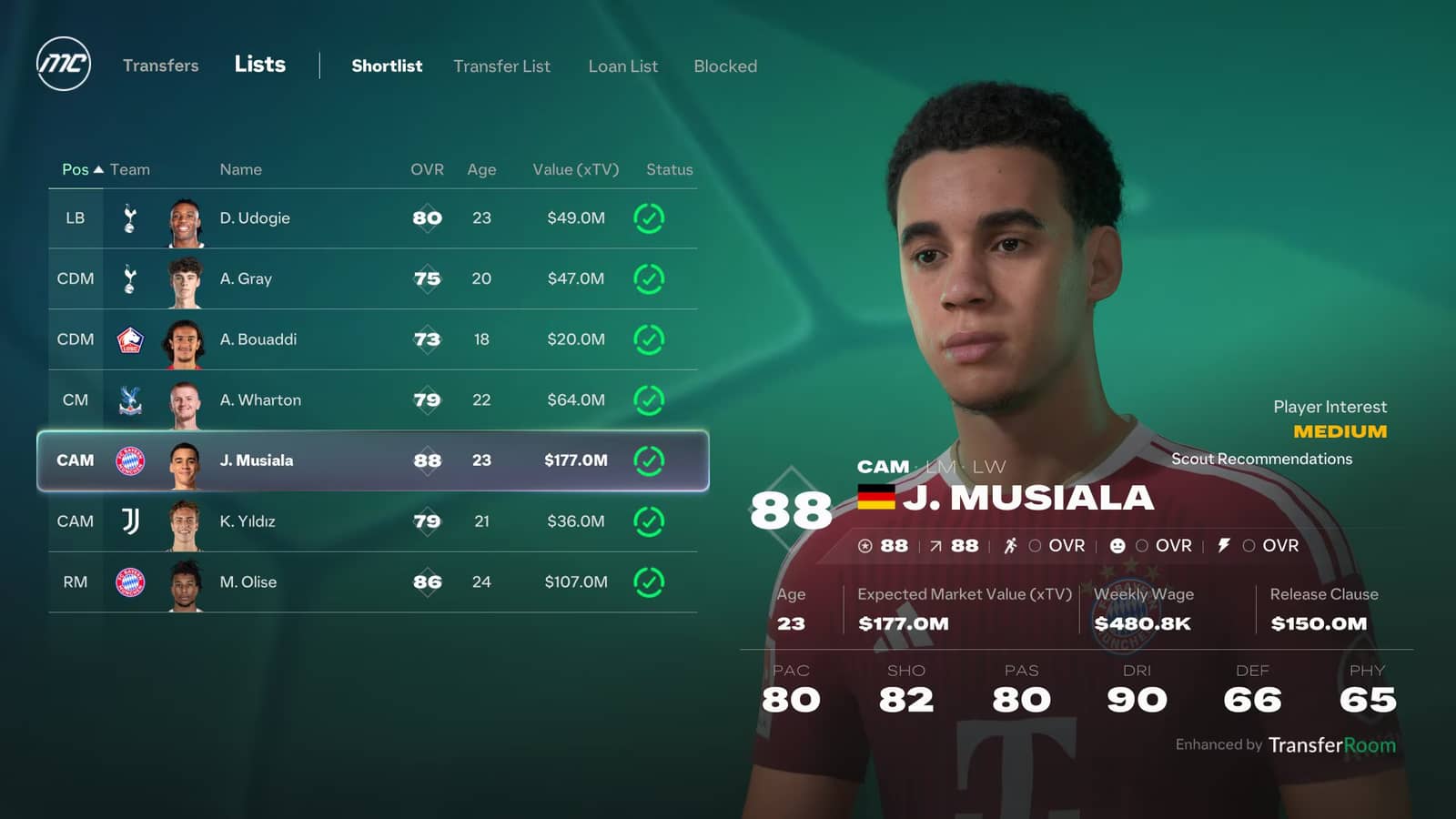 FC 27 kariyer modunda transfer listeleri: kısa liste, transfer listesi ve kiralık listesi sekmeleri