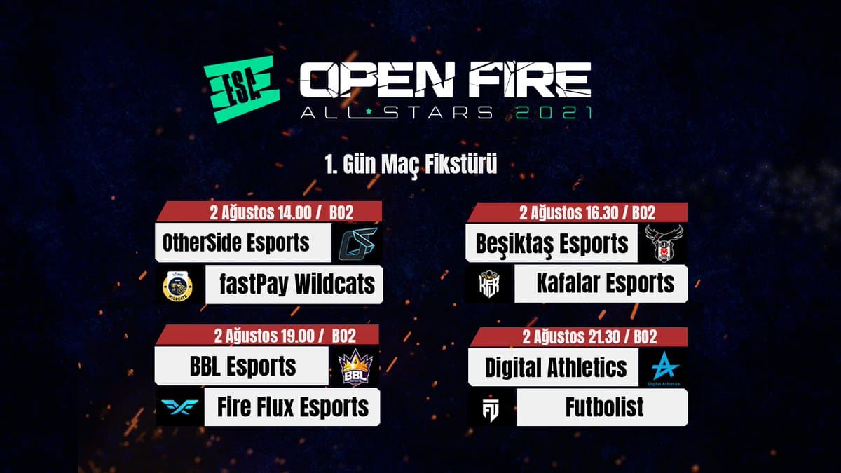 ESA open Fire All Stars İlk Gün Karşılaşmaları Belli Oldu