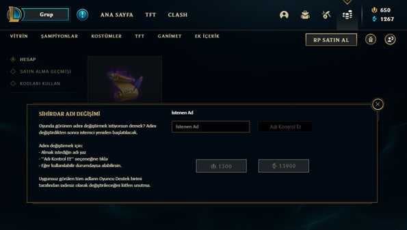 lol kullanıcı adı nasıl değiştirilir 2022?