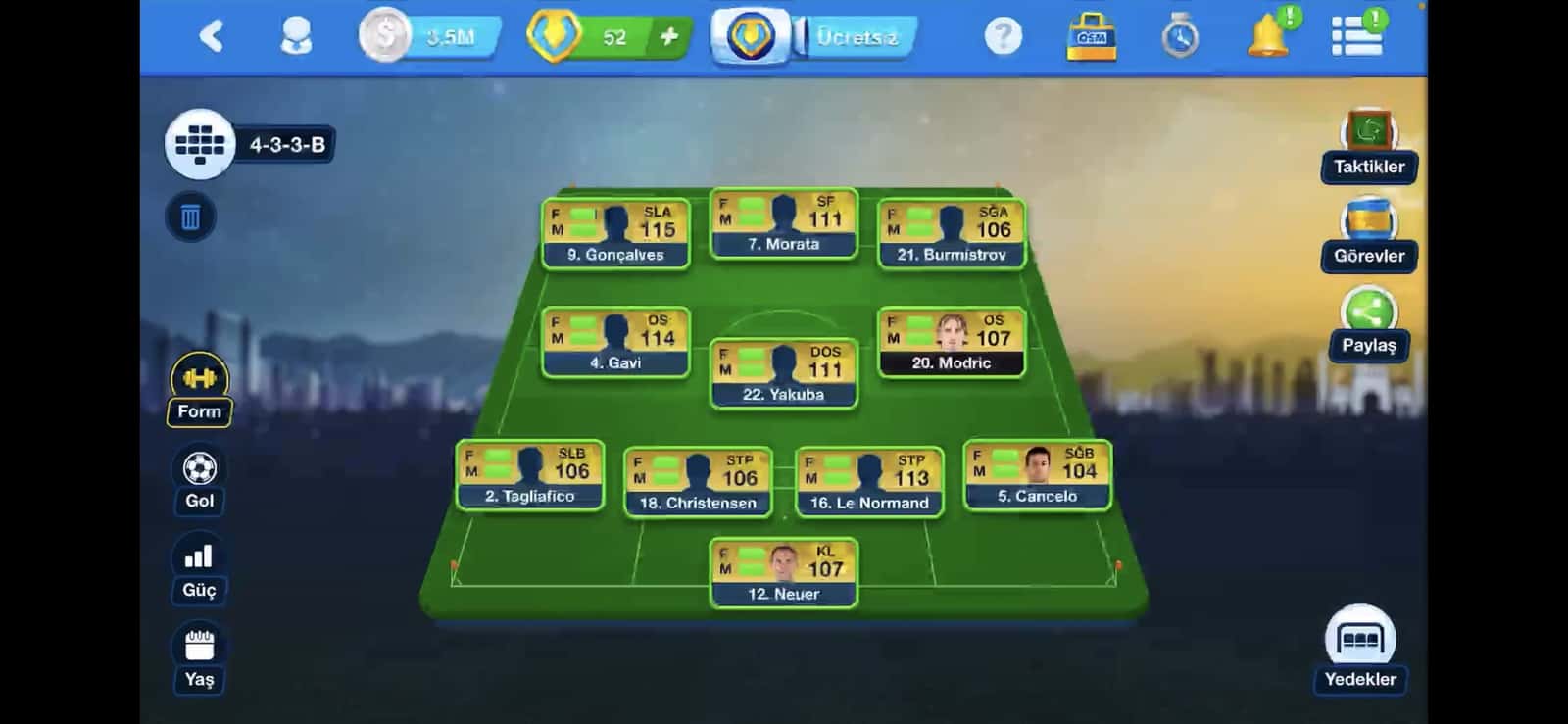 OSM 23 Şampiyon 4-3-3B Taktiği
