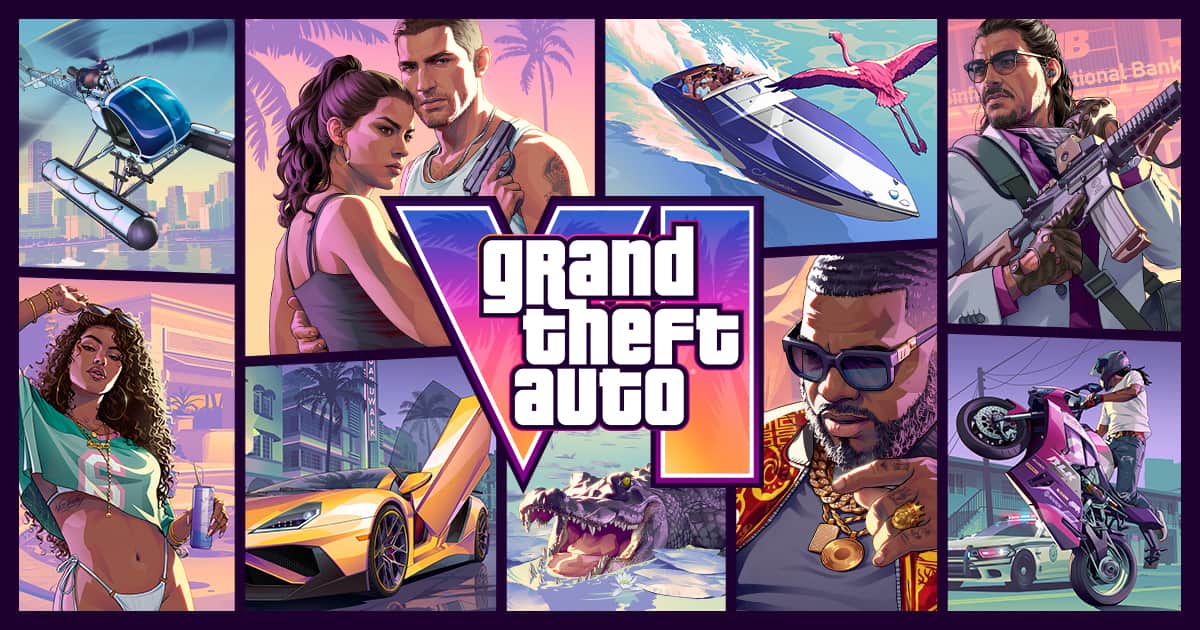 GTA VI resmi kapak görseli: Jason, Lucia ve Leonida'dan sahneler (Rockstar Games)