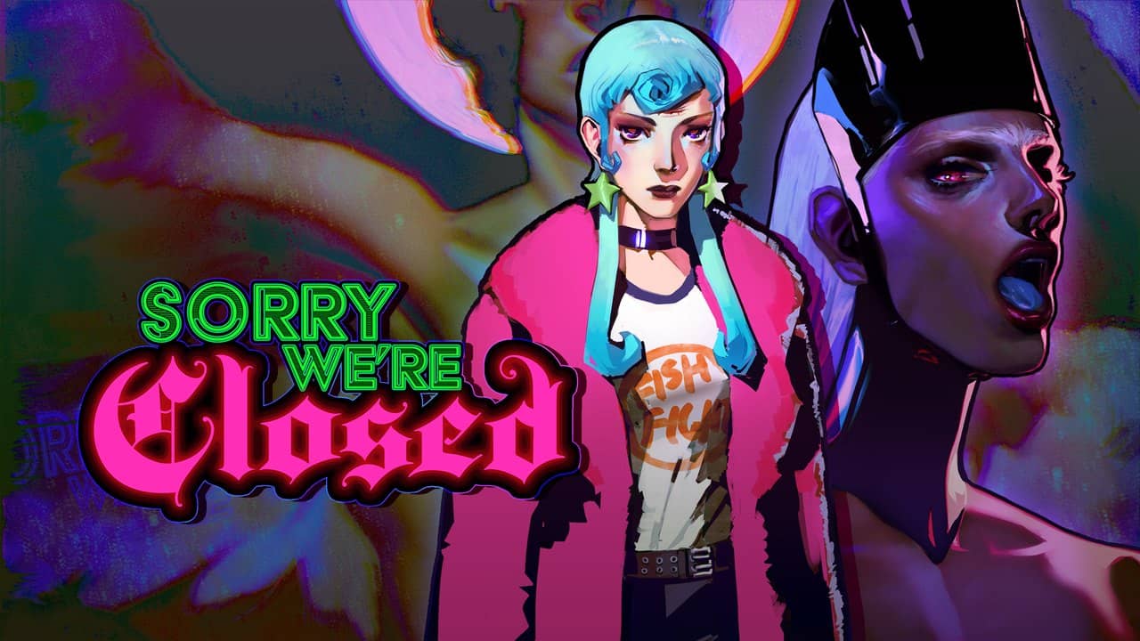 Sorry We're Closed resmi kapak görseli: pembe ceketli Michelle ve iblis karakter
