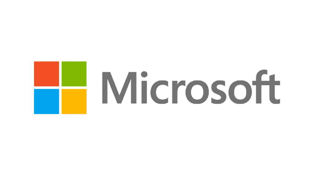 Beyaz zemin üzerinde dört renkli kareden oluşan Microsoft logosu