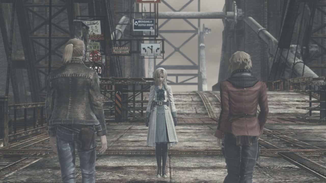 Resonance of Fate Enhanced Remaster'da Zephyr, Leanne ve Vashyron metal köprüde