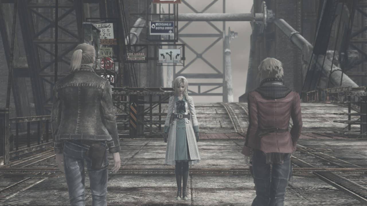 Resonance of Fate Enhanced Remaster'da Zephyr, Leanne ve Vashyron metal köprüde