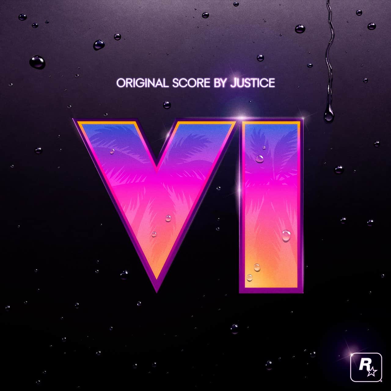 Grand Theft Auto VI: Original Score by Justice albümünün pembe-mor VI logolu resmi kapağı