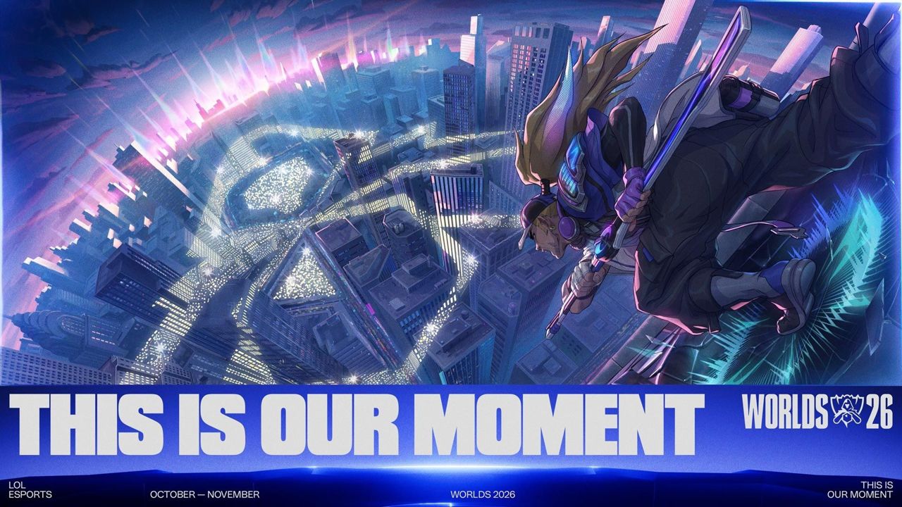 Worlds 2026 resmi tanıtım görseli: "This is our moment" yazısı ve stadyum