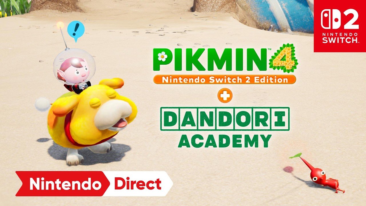 Pikmin 4 Nintendo Switch 2 Edition + Dandori Academy logosu ve Oatchi