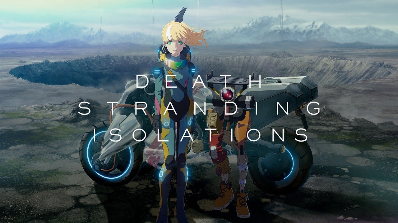 Death Stranding Isolations teaser fragmanında logo ve sırtı dönük genç kız karakter