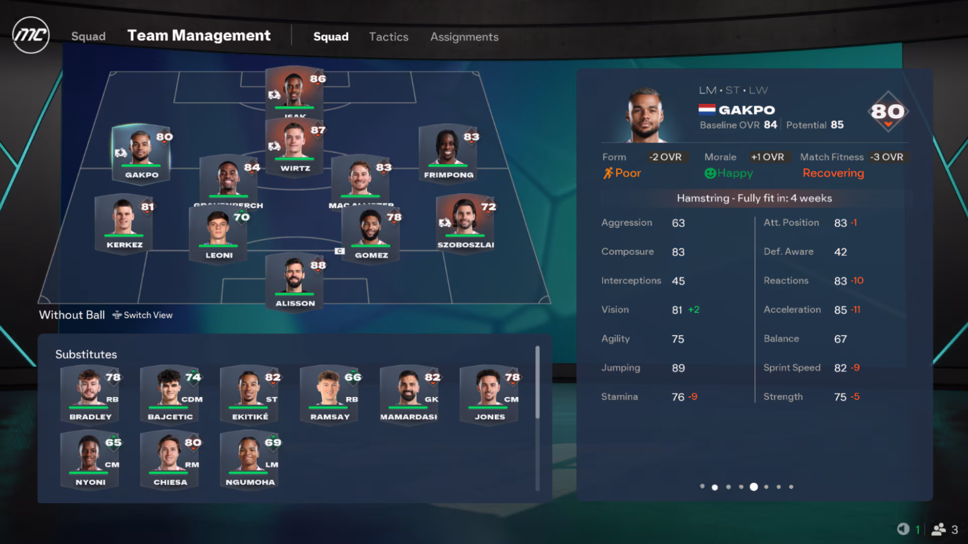 FC 27 Career Mode team management and formation screen