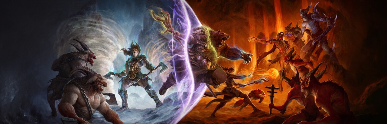 Official Diablo IV Steam art showing a demonic figure in a dark landscape