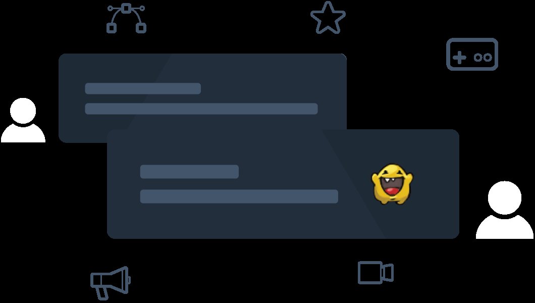 Official Valve illustration of Steam community features with chat bubbles and icons