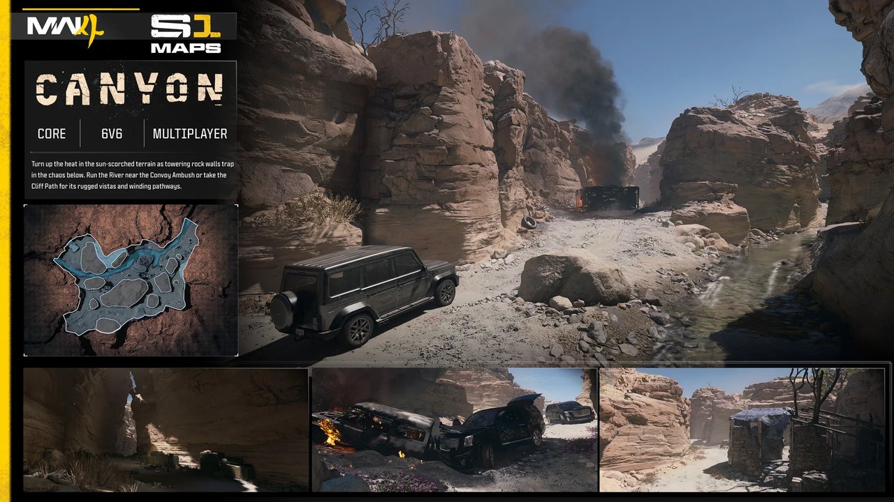 Modern Warfare 4 Sezon 1'in yeni çok oyunculu haritası Canyon'un kayalık vadi görüntüsü