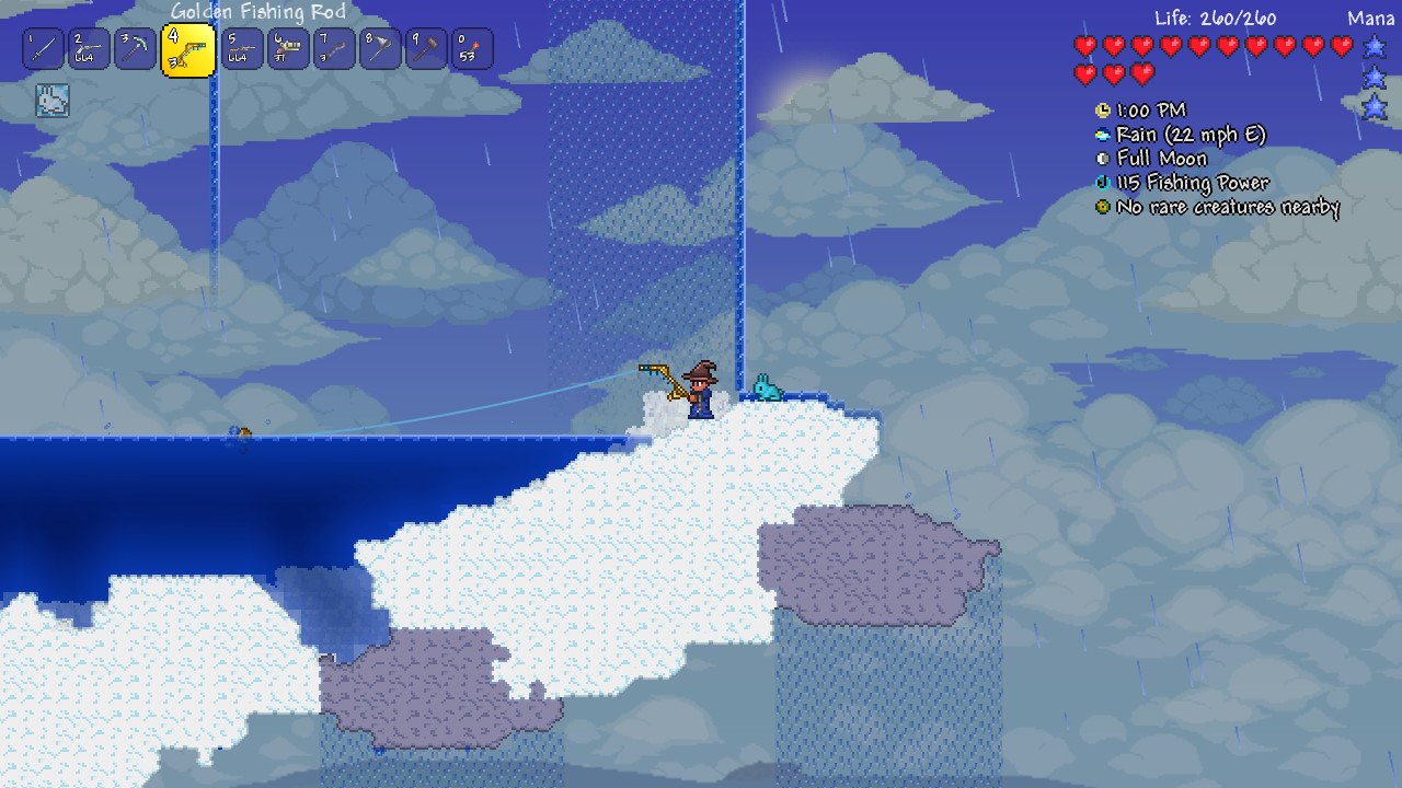 Terraria'da bulutların üzerindeki gökyüzü adası