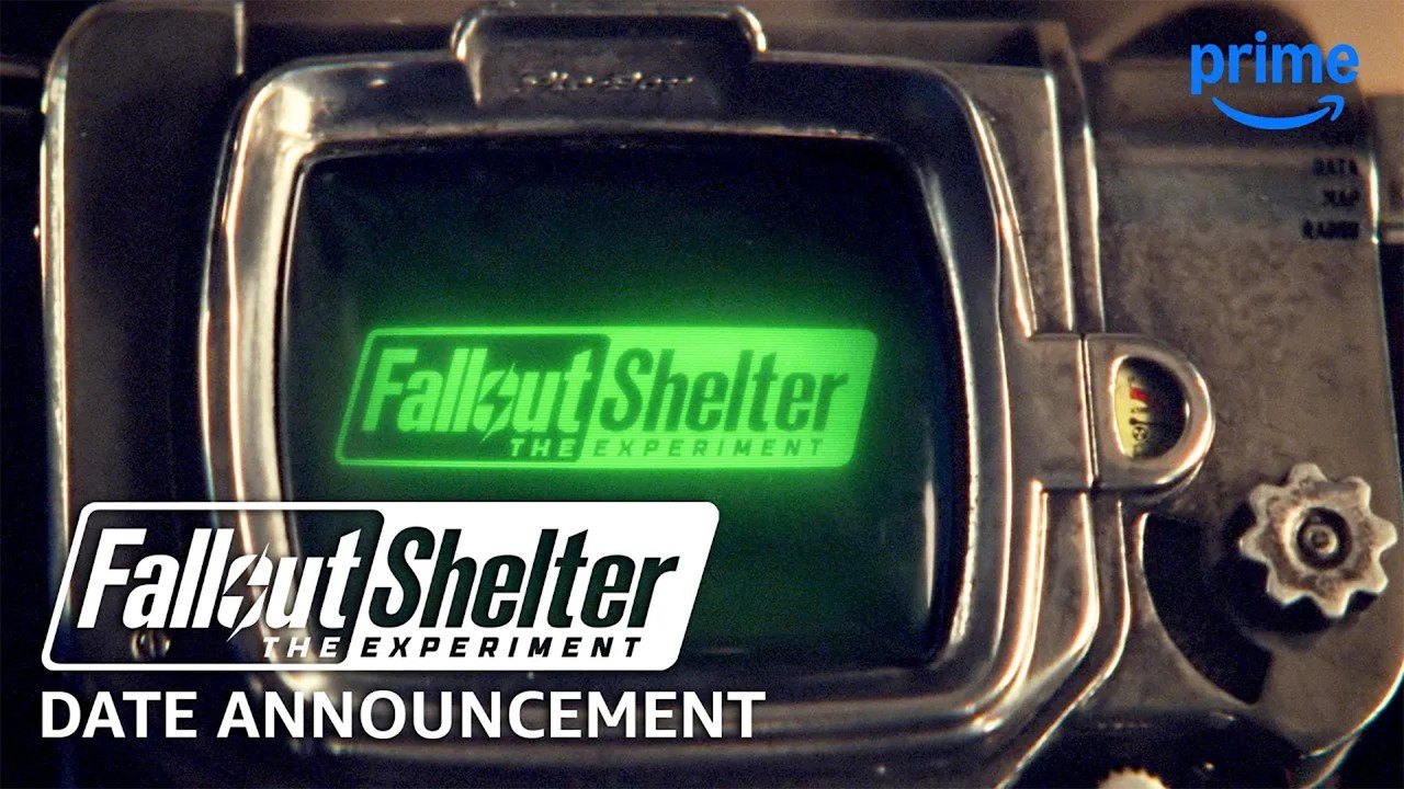 Pip-Boy ekranında yeşil Fallout Shelter: The Experiment logosu ve Prime Video yazısı