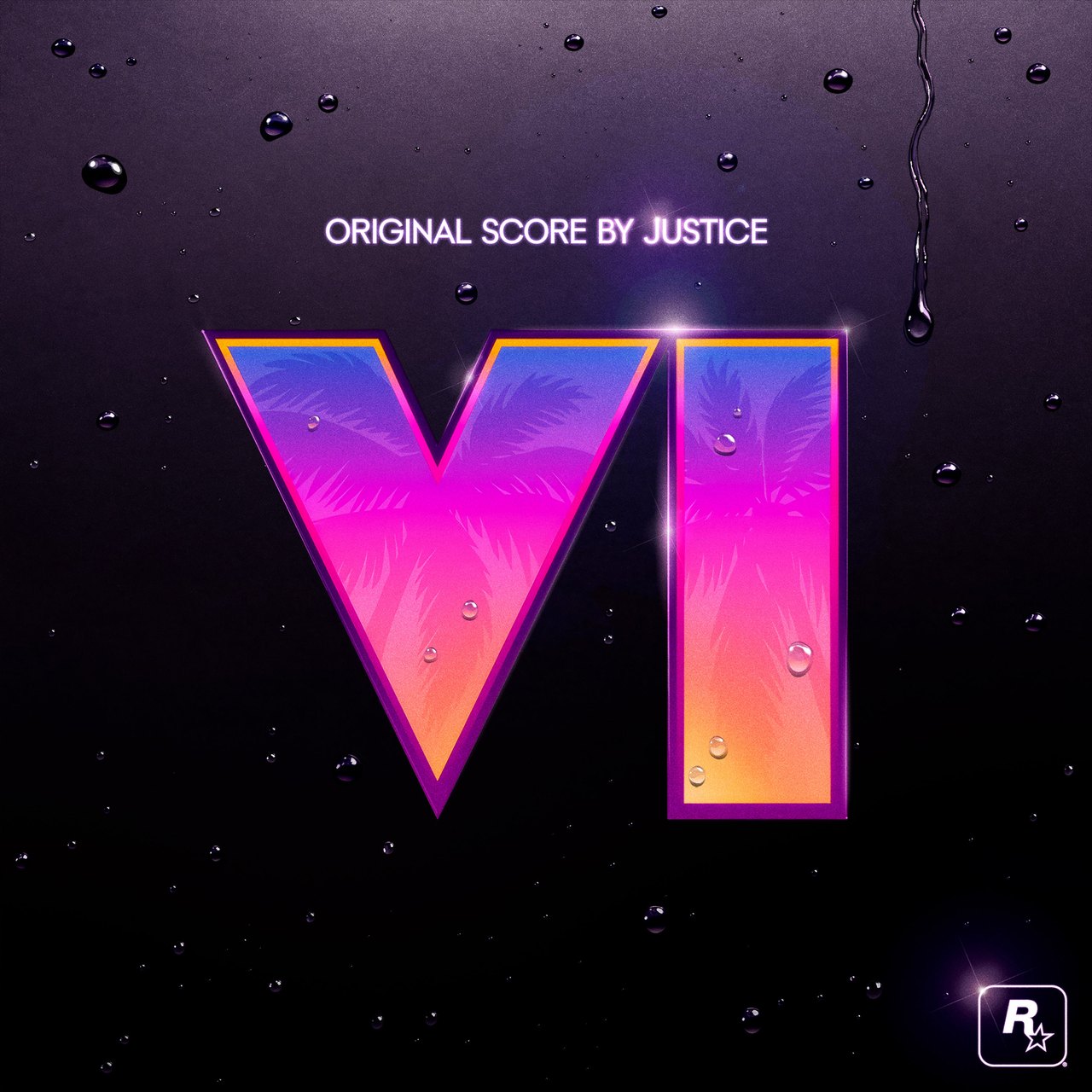 Official cover art for Grand Theft Auto VI: Original Score by Justice with a pink and purple VI logo