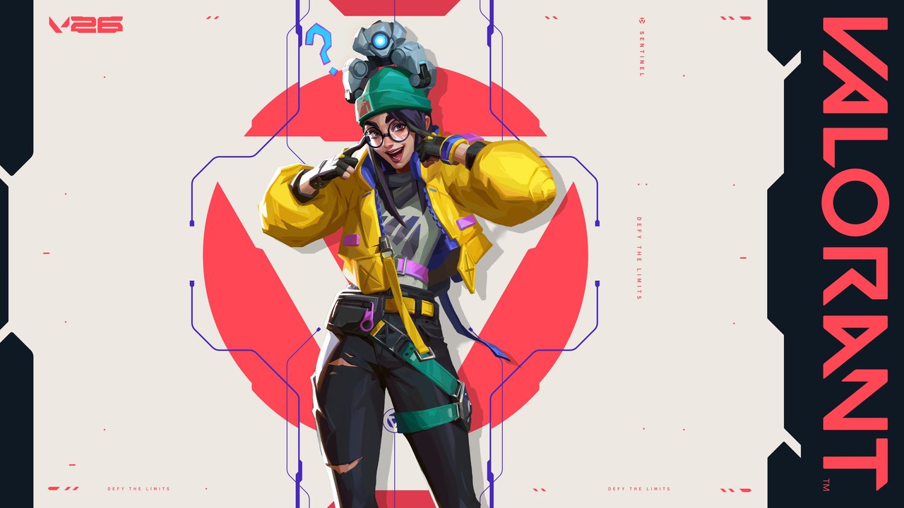 Valorant ajanı Killjoy'un sarı ceketi ve gözlükleriyle poz verdiği resmi Agent Mastery duvar kâğıdı