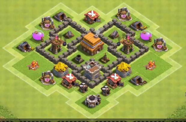 Clash of Clans Belediye Binası 4. Seviye Köy Düzeni Klan Savaşı