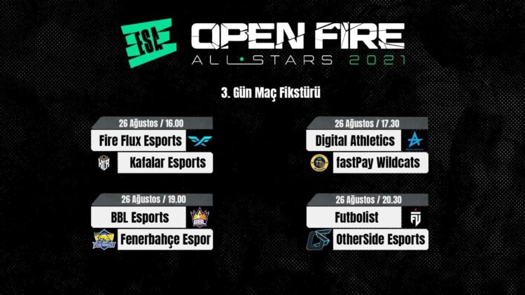 ESA Open Fire All Stars 3. Gün Fikstür