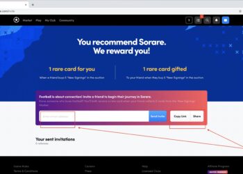 Sorare arkadaş davet etme link oluşturma