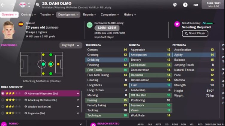 FM 22 En iyi hücumcu orta sahaları Dani Olmo