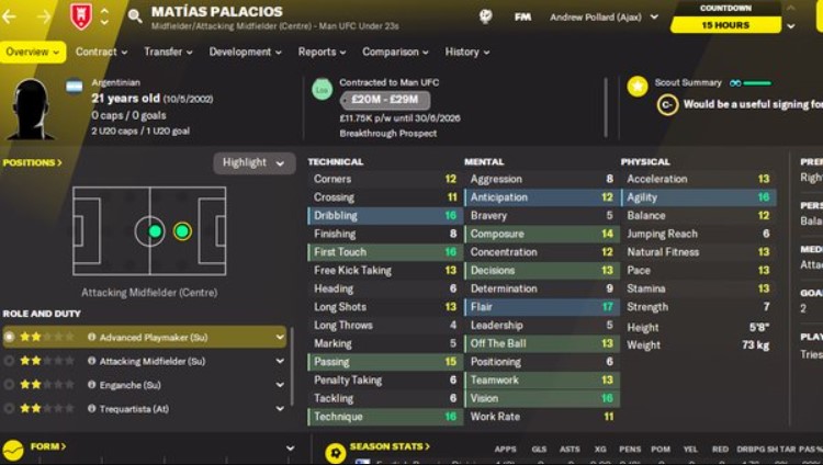 FM 22 En iyi hücumcu orta sahaları Matias Palacios