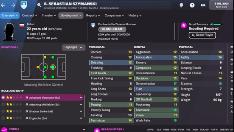 FM 22 En iyi hücumcu orta sahaları Sebastian Szymanski