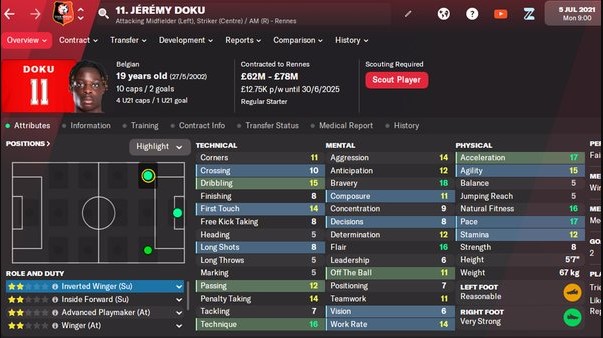 FM 22 Jeremy Doku