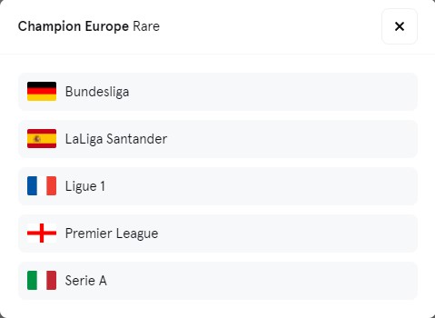 Sorare Champion Europe Ligi Top 5 Lig