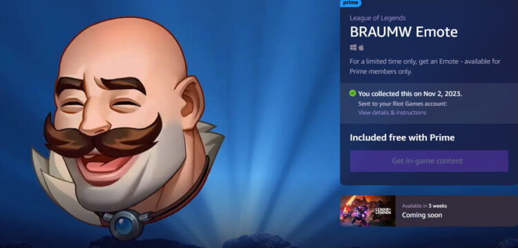 LoL Prime Gaming Kasım 2023 BraumW İfadesi Nasıl Alınır?