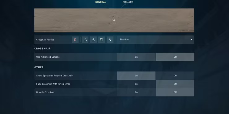 VALORANT Crosshair Kodları Shuriken